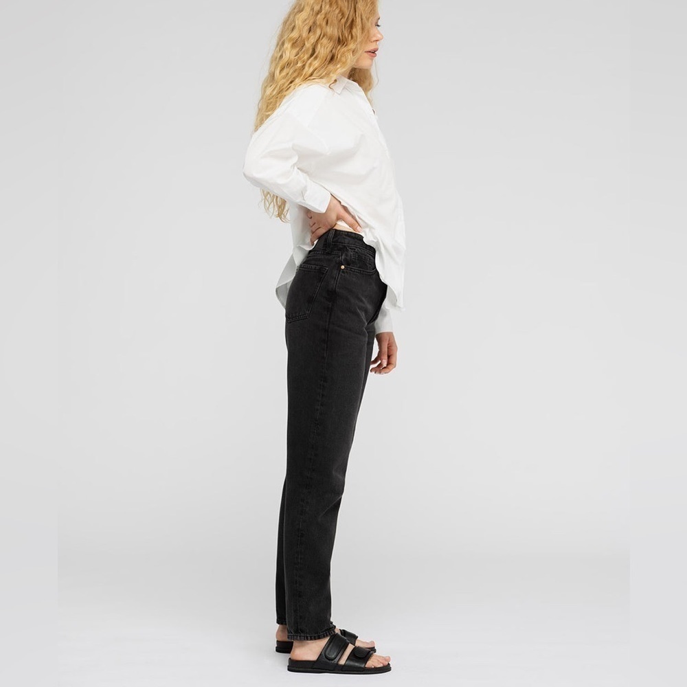 OUTLAND DENIM Abigail High-rise slim tapered black jeans 25 NWT - Picture 3 of 8